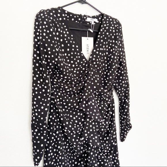 LIKELY Corinne Polka Dot Dress Black Size 0 - Picture 6 of 14